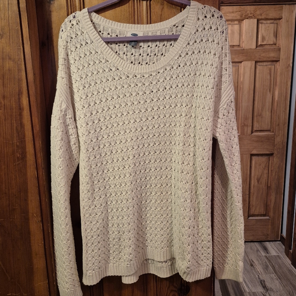 ❤️🔥Old Navy Womens Large Knit Cotton Cream Long Sweater
